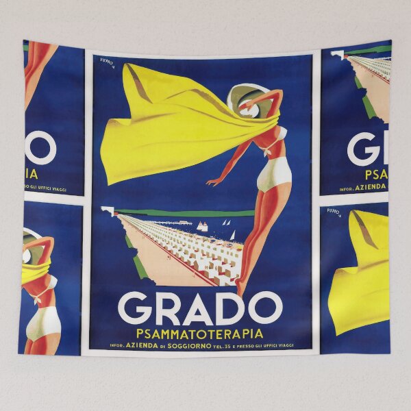 Item preview, Vintage Grado Travel Poster | 1940s Italian Seaside Art | Mid-Century Modernist Style | Art Deco Beach & Ocean Scene designed and sold by artofuniverse.