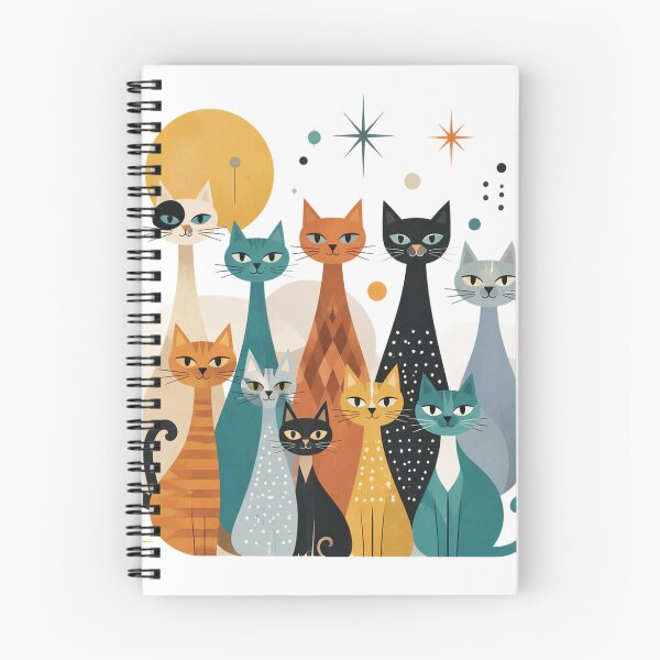 Item preview, Minimalist Whimsical Cats Group Vintage Atomic Era Design designed and sold by KervinArDe.