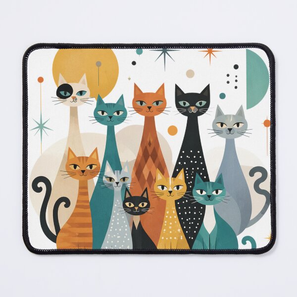 Item preview, Minimalist Whimsical Cats Group Vintage Atomic Era Design designed and sold by KervinArDe.
