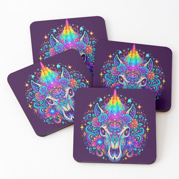 Item preview, Psychedelic Unicorn Skull Mandala - Cosmic Floral Gothic Fantasy Art designed and sold by MT-Hub | Cute Aesthetic Art, Stickers & Phone Cases.