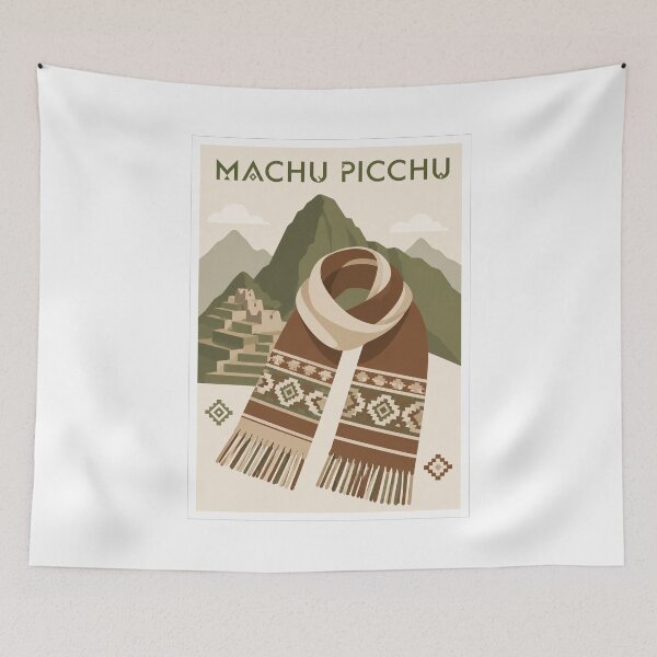 Item preview, Machu Picchu Inca Scarf Vintage Travel Poster designed and sold by Beyond Destinations.