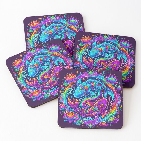 Item preview, Psychedelic Koi Fish Mandala Art - Celestial Yin Yang Zen Lotus Graphic designed and sold by MT-Hub | Cute Aesthetic Art, Stickers & Phone Cases.