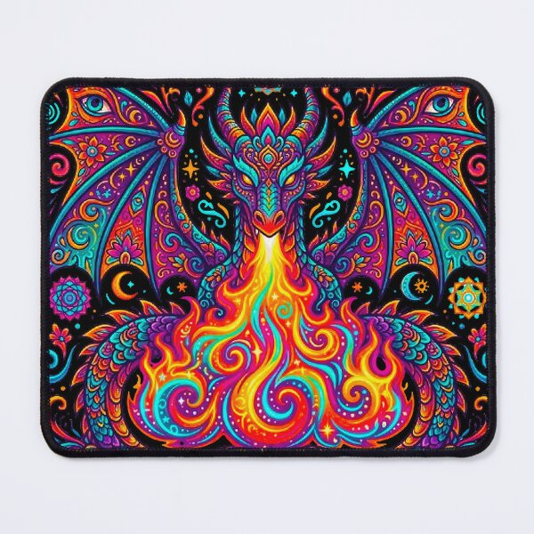 Item preview, Mythical Fire Breathing Dragon Art - Psychedelic Celestial Dragon Mandala designed and sold by MT-Hub | Cute Aesthetic Art, Stickers & Phone Cases.