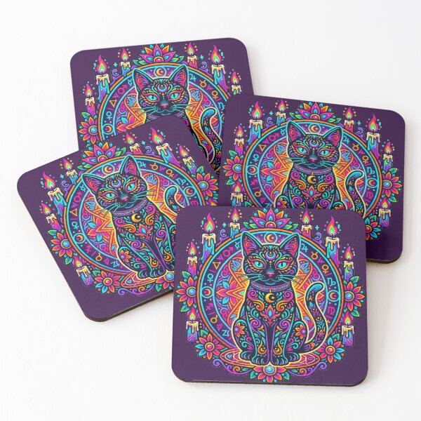 Item preview, Celestial Black Cat Mandala Art - Mystical Moon & Candles Spiritual Graphic designed and sold by MT-Hub | Cute Aesthetic Art, Stickers & Phone Cases.