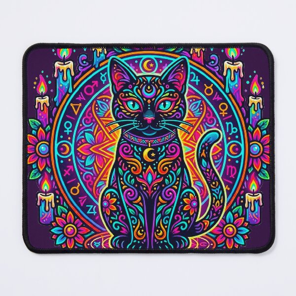 Item preview, Celestial Black Cat Mandala Art - Mystical Moon & Candles Spiritual Graphic designed and sold by MT-Hub | Art for Every Soul.