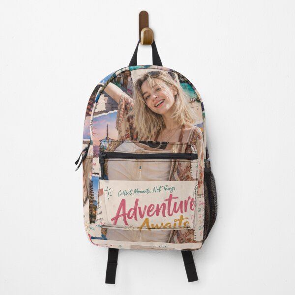 Item preview, Adventure Awaits Travel Collage Poster | Wanderlust Vacation Aesthetic Art designed and sold by Inkora-Art.
