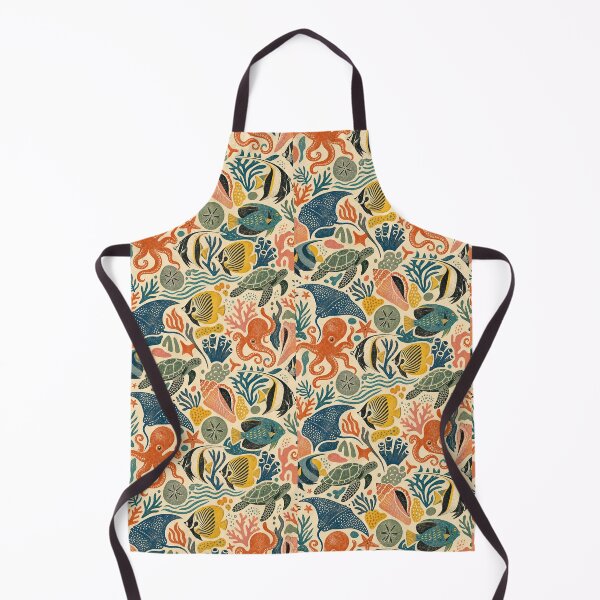 Item preview, Vintage Caribbean Ocean Collage — Seamless Repeat Pattern, Stylized Sea Creatures (Grainy Screenprint Texture) designed and sold by Jandedan.