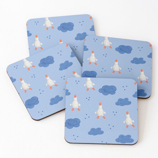 Item preview, Cute Goose Pattern With Clouds Seamless Blue Background designed and sold by EL-Lebedenko.