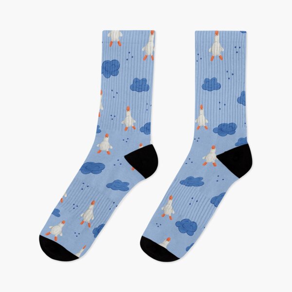 Item preview, Cute Goose Pattern With Clouds Seamless Blue Background designed and sold by EL-Lebedenko.
