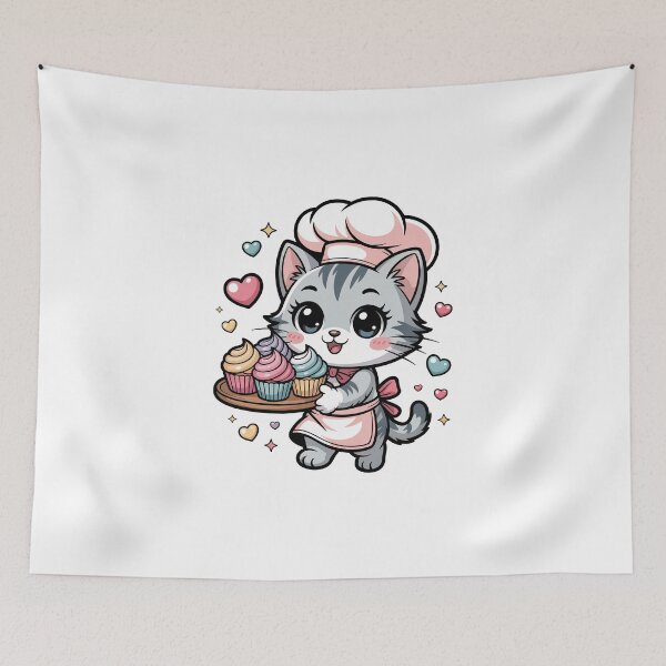 Item preview, Cute Cat Baker with Cupcakes designed and sold by jkrphoto.