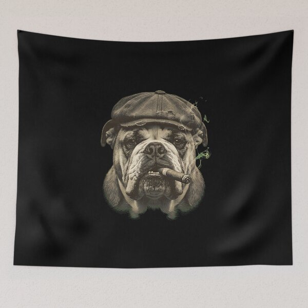 Item preview, Smoking Bulldog Flat Cap Cigar Vintage Dog Art designed and sold by StranHabesre51.