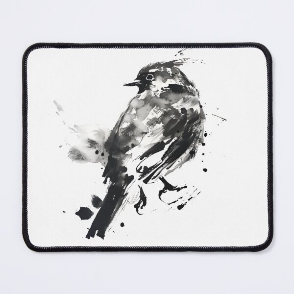 Item preview, Black & White Ink Wash Bird - Minimalist Zen Wildlife Art designed and sold by NitzanEArt.