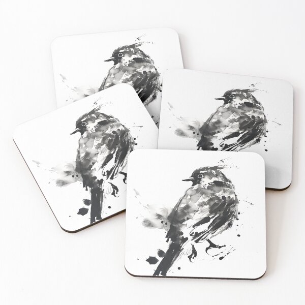 Item preview, Black & White Ink Wash Bird - Minimalist Zen Wildlife Art designed and sold by NitzanEArt.