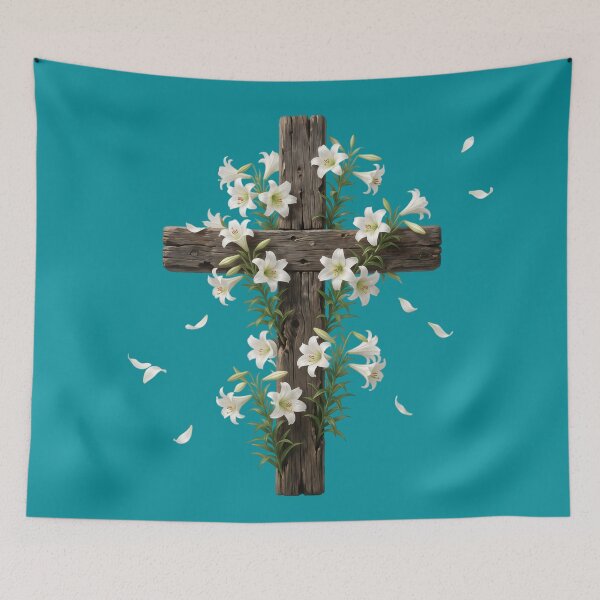 Item preview, Easter Cross with White Lilies designed and sold by RRRShop.