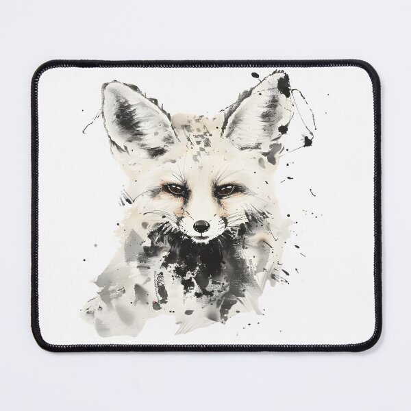Item preview, White Fox Ink Wash Painting - Japanese Sumi-e Style designed and sold by NitzanEArt.