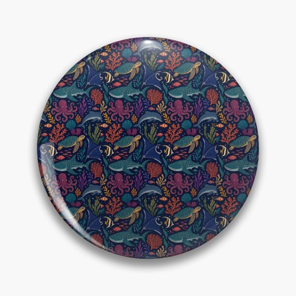 Item preview, India Ocean Jewel-Tone Seamless Pattern — Stylized Sea Creatures, Matte Finish Repeat designed and sold by Jandedan.