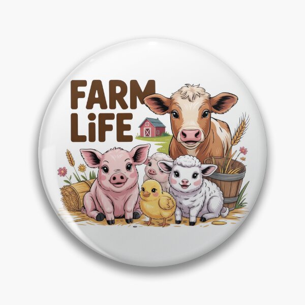 Item preview, Cute Farm Life Barnyard Animals Art - Whimsical Baby Cow Pig and Friends Countryside Illustration designed and sold by Picasfarmer.