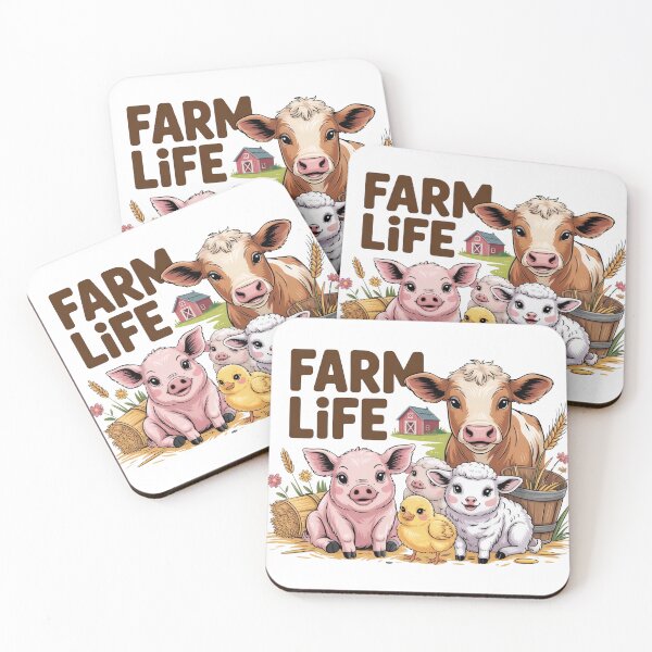 Item preview, Cute Farm Life Barnyard Animals Art - Whimsical Baby Cow Pig and Friends Countryside Illustration designed and sold by Picasfarmer.