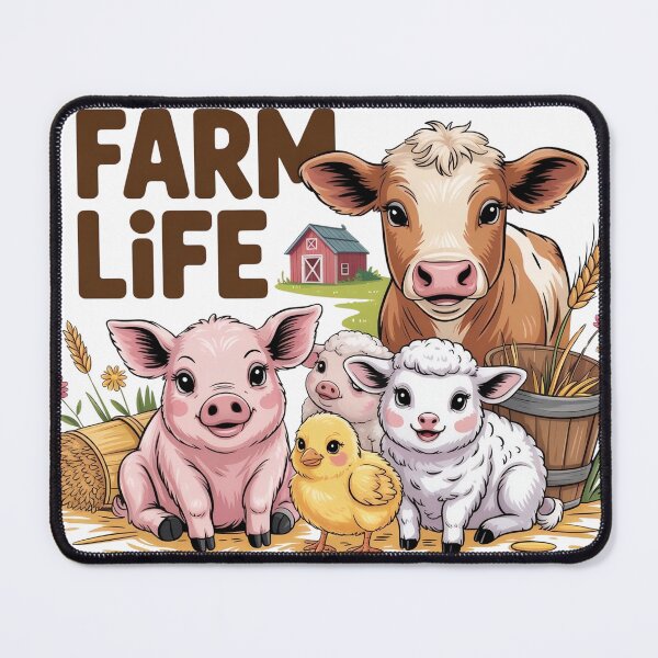Item preview, Cute Farm Life Barnyard Animals Art - Whimsical Baby Cow Pig and Friends Countryside Illustration designed and sold by Picasfarmer.