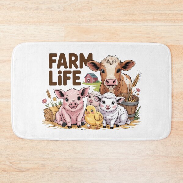 Item preview, Cute Farm Life Barnyard Animals Art - Whimsical Baby Cow Pig and Friends Countryside Illustration designed and sold by Picasfarmer.