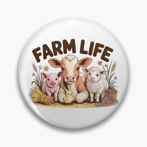 Item preview, Cute Farm Life Barnyard Buddies Art - Whimsical Baby Cow Pig and Friends Countryside Illustration designed and sold by Picasfarmer.