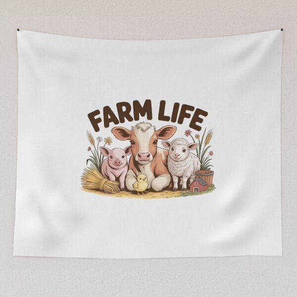 Item preview, Cute Farm Life Barnyard Buddies Art - Whimsical Baby Cow Pig and Friends Countryside Illustration designed and sold by Picasfarmer.