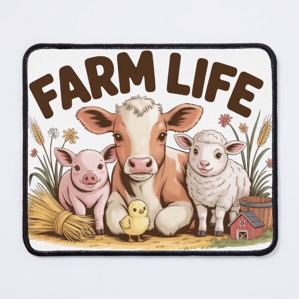 Item preview, Cute Farm Life Barnyard Buddies Art - Whimsical Baby Cow Pig and Friends Countryside Illustration designed and sold by Picasfarmer.