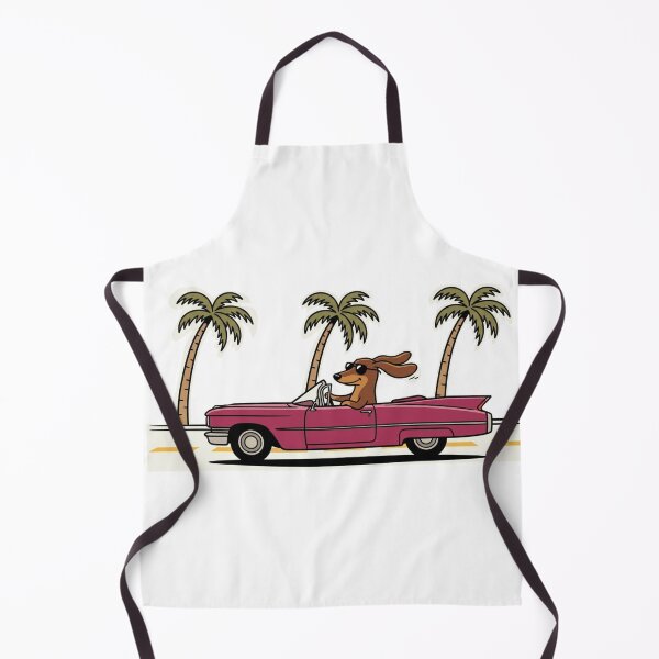 Item preview, Dachshund Wiener Dog Driving Pink Convertible Cadillac Cartoon designed and sold by Lunevalleyart.