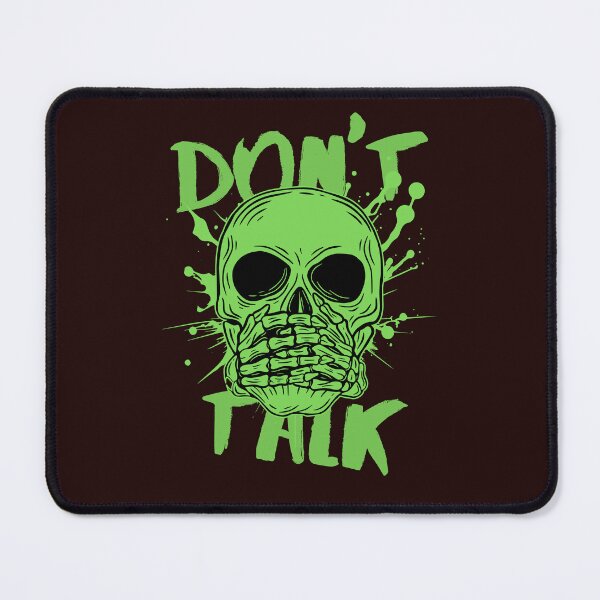 Item preview, Don't Talk - Green Skull Shush Skeleton Art - Edgy Streetwear designed and sold by PrimalBeastLab.
