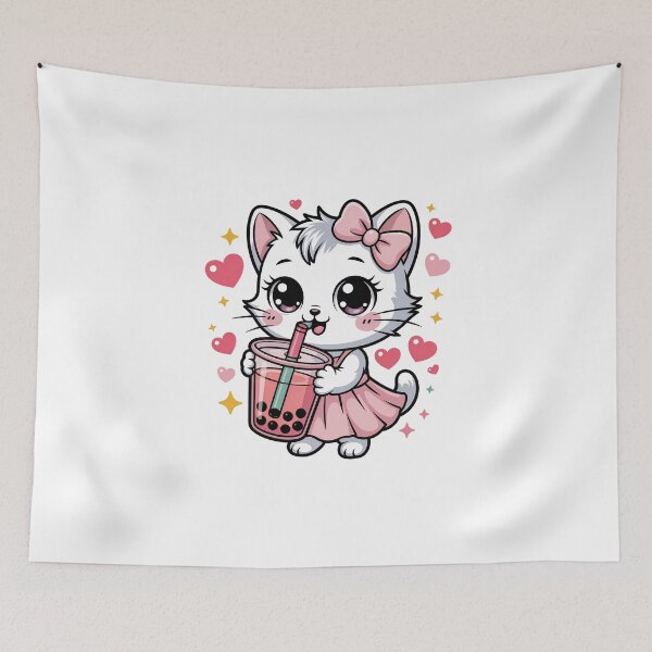 Item preview,  Kitten with a Bubble tea designed and sold by jkrphoto.