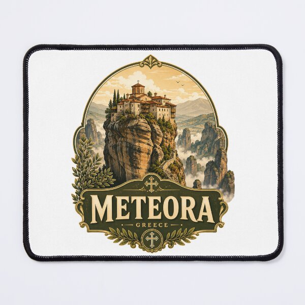 Item preview, Meteora Monastery Greece Cliff Travel Design designed and sold by ArtsyExplorer.