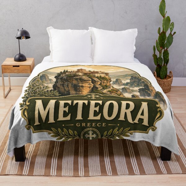Item preview, Meteora Monastery Greece Cliff Travel Design designed and sold by ArtsyExplorer.