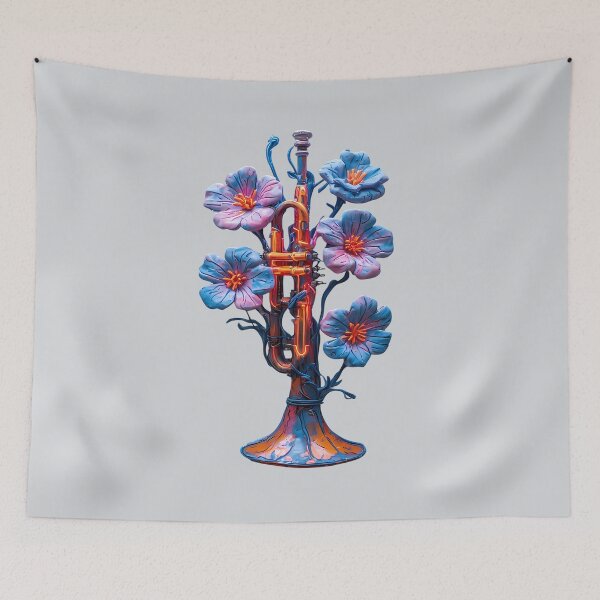 Item preview, Neon Trumpet in Bloom   - World Music Day designed and sold by Art-Arcade6.