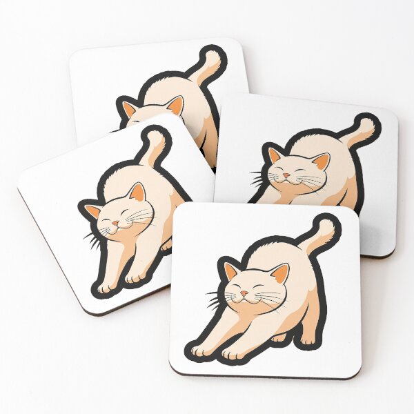 Item preview, Peaceful Cat Stretch Cute Cozy Feline Illustration designed and sold by Osmose-Studio ⭐⭐⭐⭐⭐.