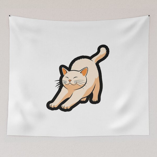 Item preview, Peaceful Cat Stretch Cute Cozy Feline Illustration designed and sold by Osmose-Studio ⭐⭐⭐⭐⭐.