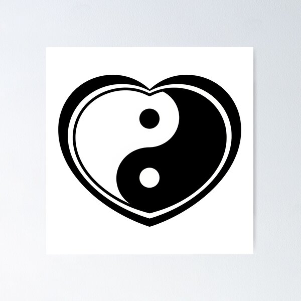 Item preview, Balanced Yin Yang Heart Minimalist Harmony Illustration designed and sold by Osmose-Studio ⭐⭐⭐⭐⭐.