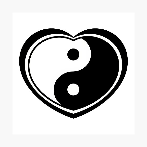 Item preview, Balanced Yin Yang Heart Minimalist Harmony Illustration designed and sold by Osmose-Studio ⭐⭐⭐⭐⭐.