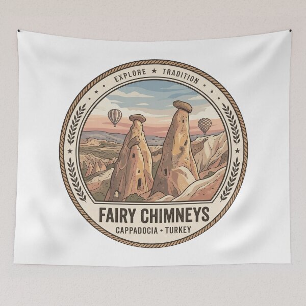 Item preview, Cappadocia Fairy Chimneys Minimal Balloon Art designed and sold by ArtsyExplorer.