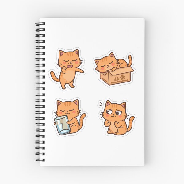 Item preview, Cute Orange Cat Kawaii Sticker Pack Vector Set designed and sold by Kavya Art.