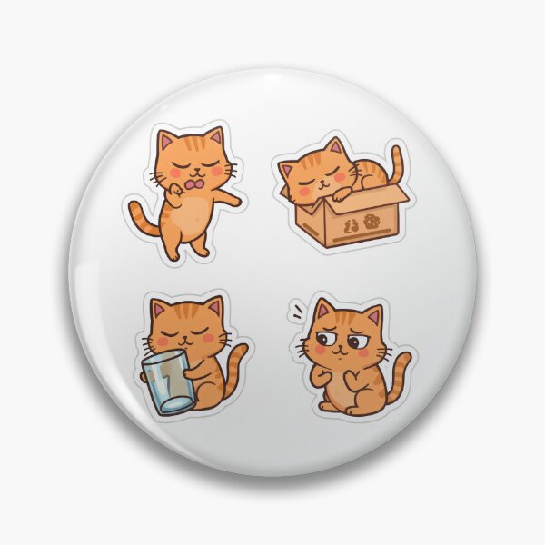 Item preview, Cute Orange Cat Kawaii Sticker Pack Vector Set designed and sold by Kavya Art.