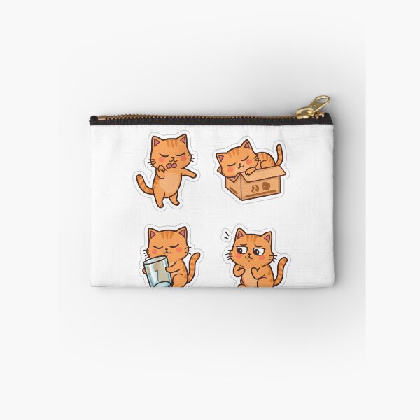 Item preview, Cute Orange Cat Kawaii Sticker Pack Vector Set designed and sold by Kavya Art.