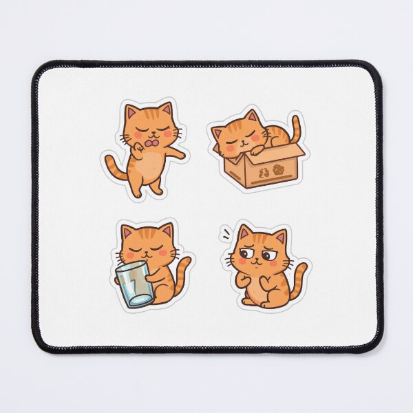 Item preview, Cute Orange Cat Kawaii Sticker Pack Vector Set designed and sold by Kavya Art.