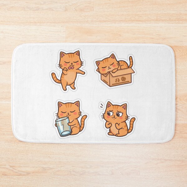 Item preview, Cute Orange Cat Kawaii Sticker Pack Vector Set designed and sold by Kavya Art.