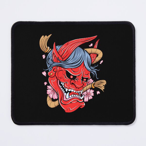 Item preview, Oni Mask Sakura Cherry Blossom Japanese Demon Dark Art Hannya Illustration designed and sold by DERA RAY.