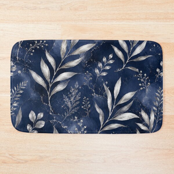 Item preview, Silver leaves on navy blue background  designed and sold by Heaven1111.