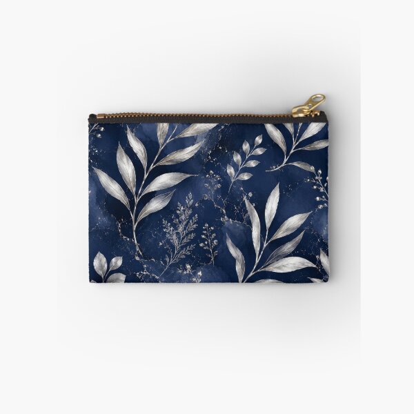Item preview, Silver leaves on navy blue background  designed and sold by Heaven1111.
