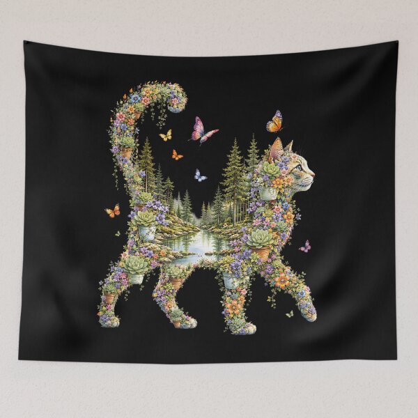 Item preview, Boho Cat Plants Floral Nature Wildflower Succulent Cat Lover designed and sold by Fereskabilon.