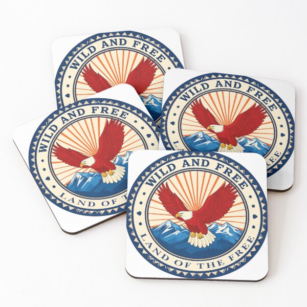 Item preview, Wild and free land of the free eagle badge patriotic American print designed and sold by icemanphotos.