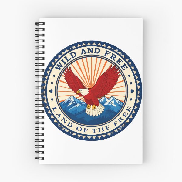 Item preview, Wild and free land of the free eagle badge patriotic American print designed and sold by icemanphotos.