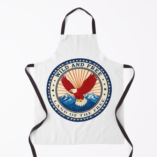 Item preview, Wild and free land of the free eagle badge patriotic American print designed and sold by icemanphotos.
